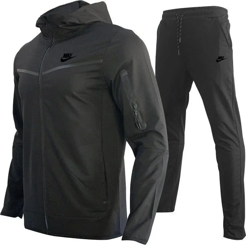 Nike Tracksuits Hooded Zip Jacket and Jogger Set — Black Black Label