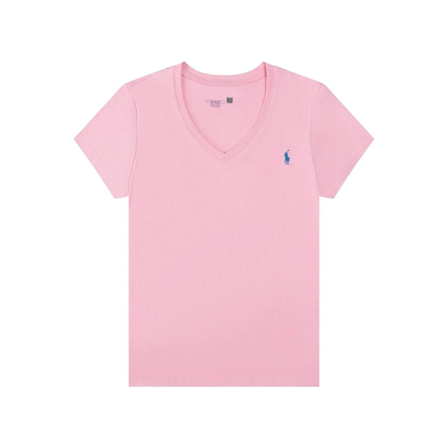 Ralph Lauren T-Shirts V-Neck Short-Sleeve Embroidered Pony — Pink