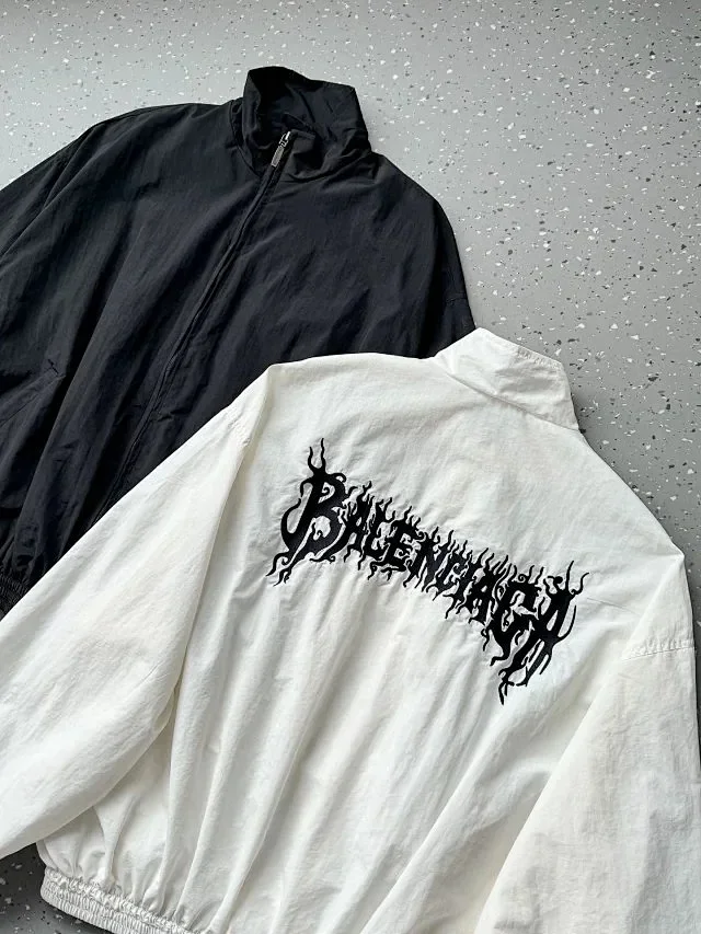 Balenciaga Jackets Stand-collar zip-up jacket with back logo print product detail image 10