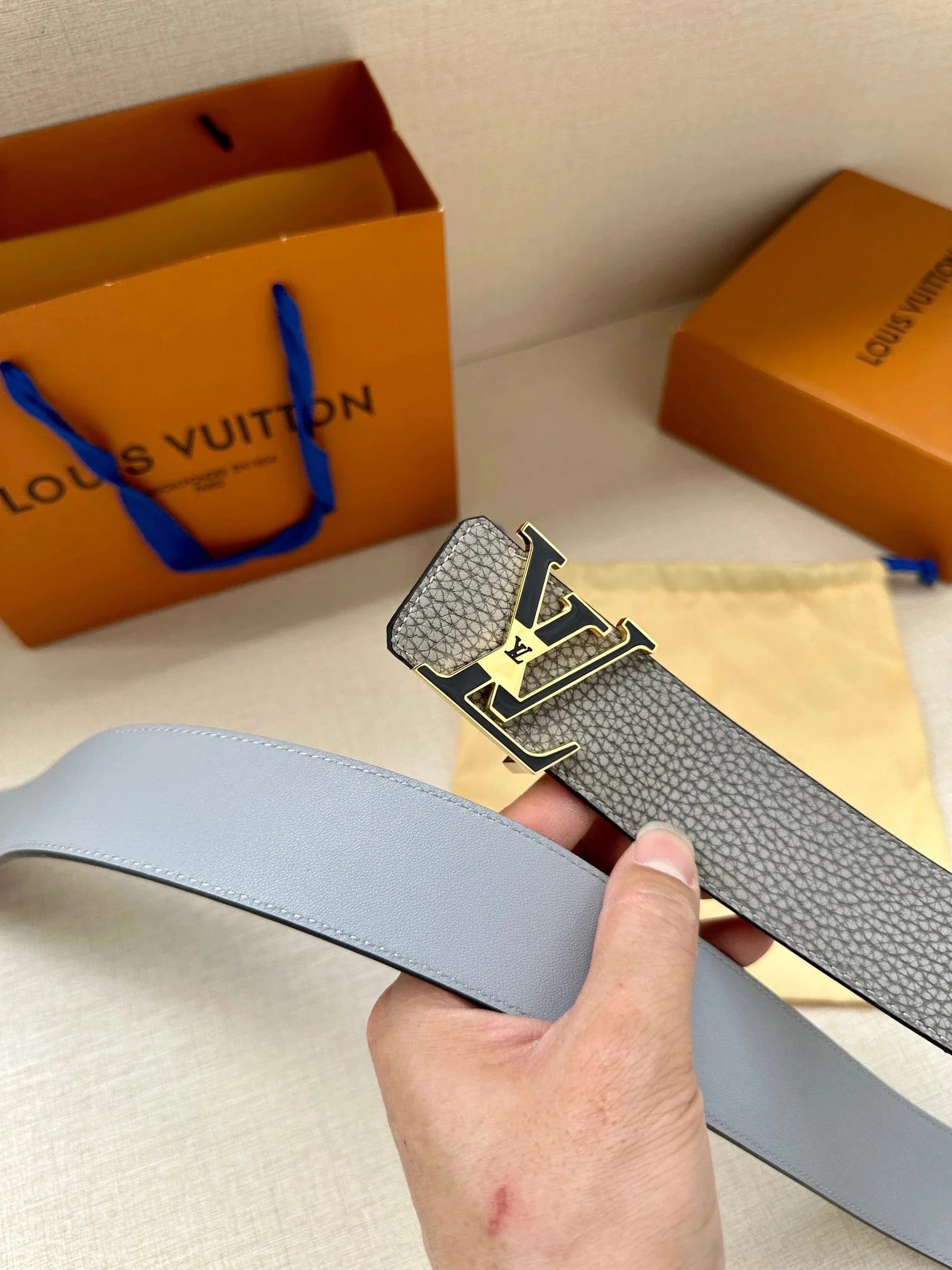 Louis Vuitton Belts Pebbled Leather Belt with LV Buckle image 6