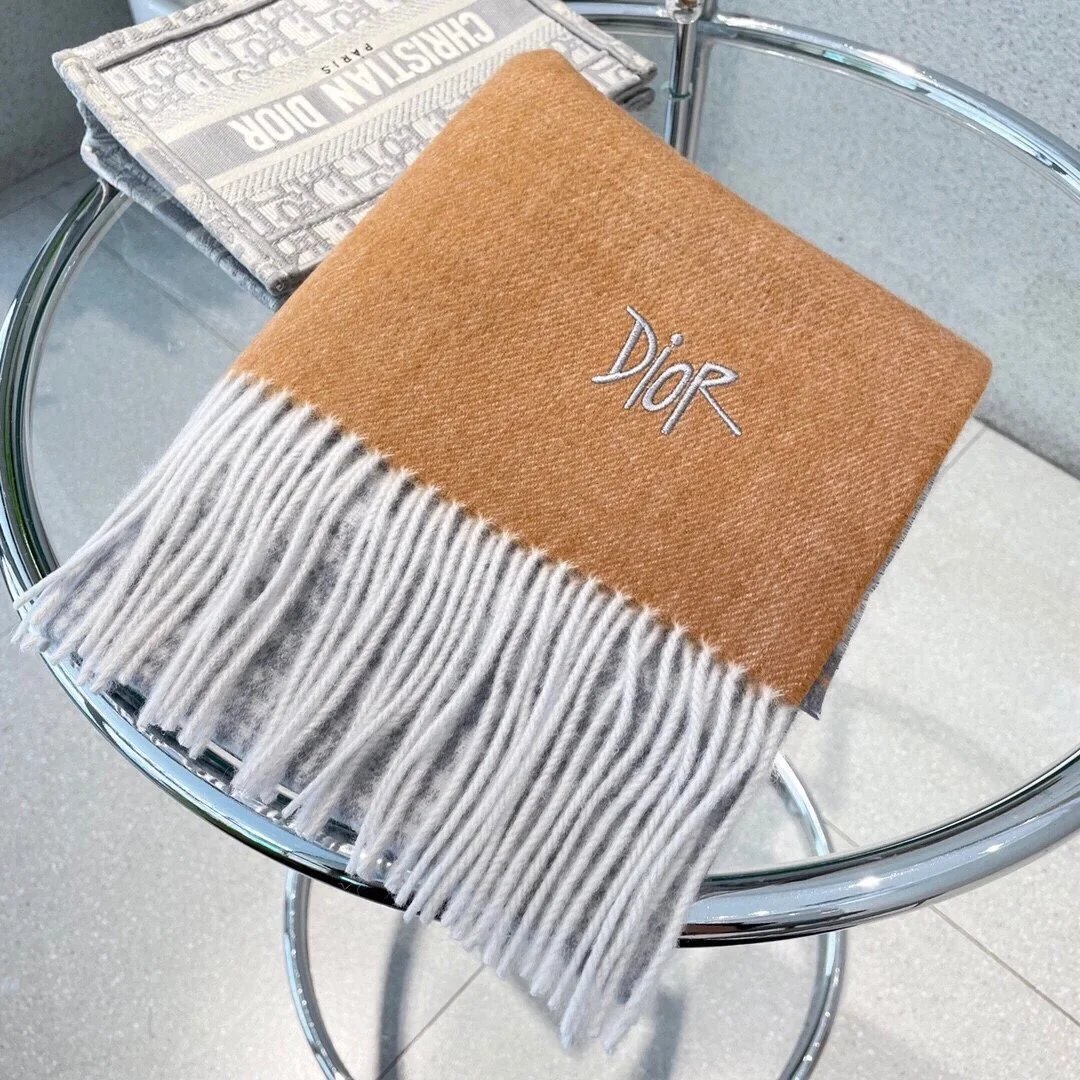 Dior Scarves Fringed embroidered logo scarf image 2
