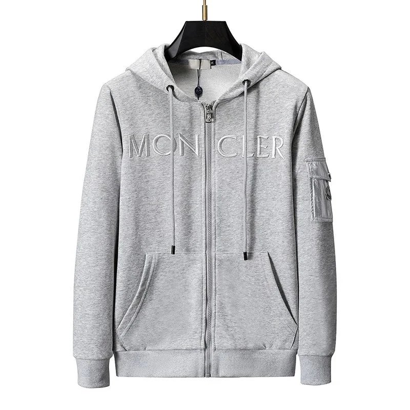 Moncler Tracksuits Embroidered-logo zip-up hooded sweatshirt and jogger set image 3
