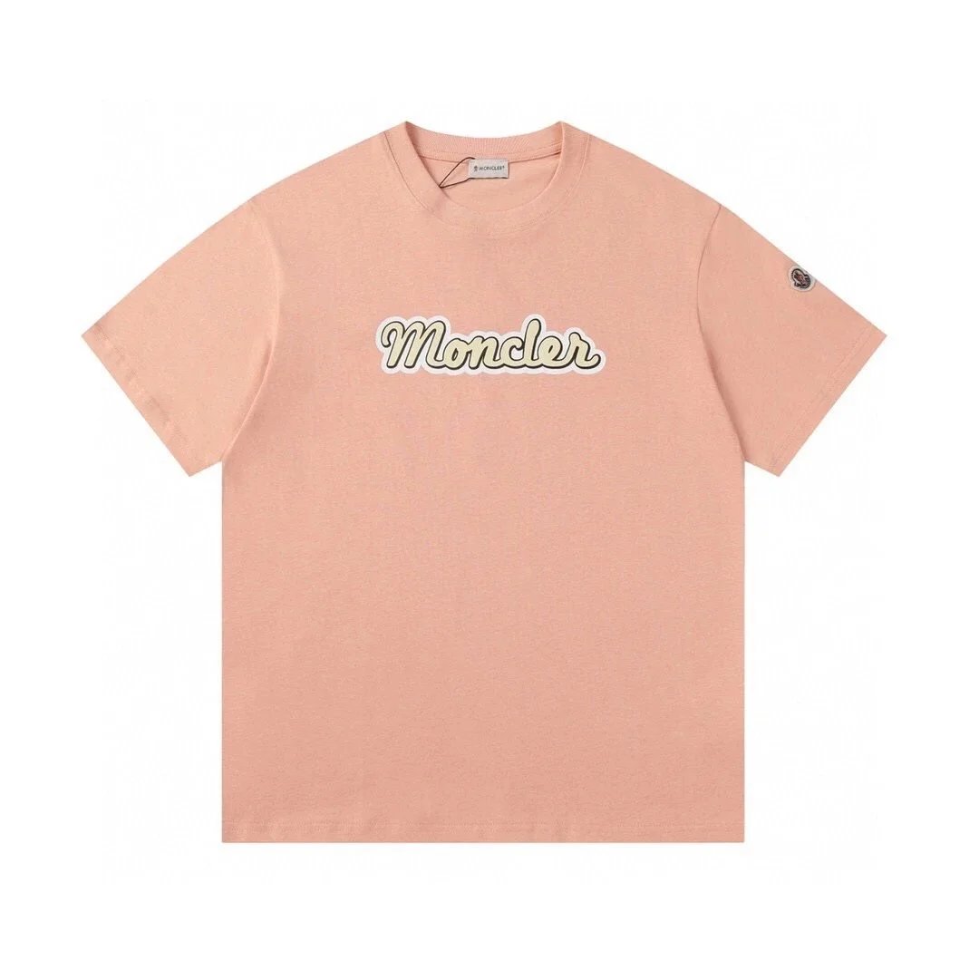 Moncler T-Shirts Logo-Print Crewneck T-Shirt — 814 pink