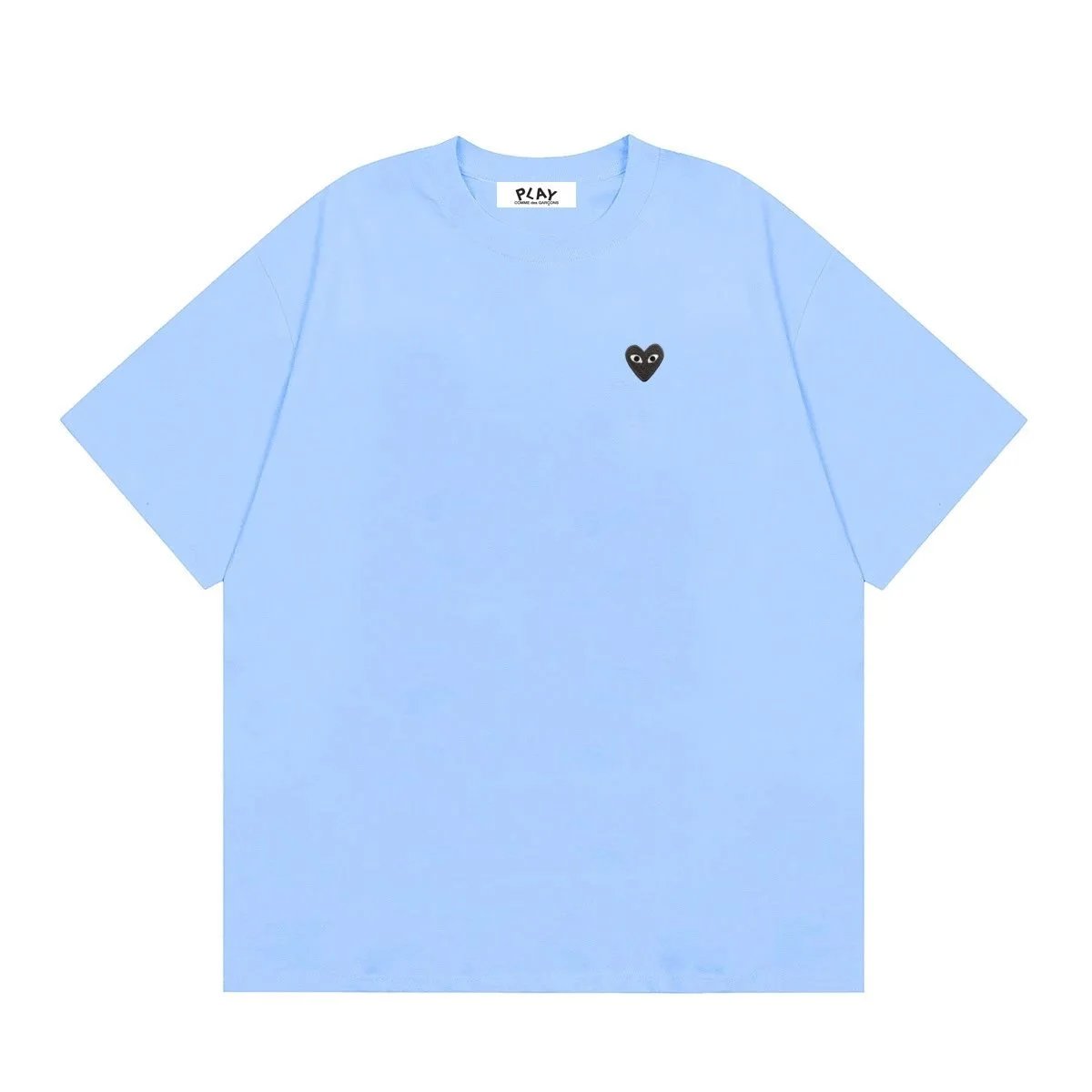 Comme des Garçons PLAY T-Shirts Short-Sleeve T-Shirt with Heart-Eyes Graphic Print — 04 Sky Blue