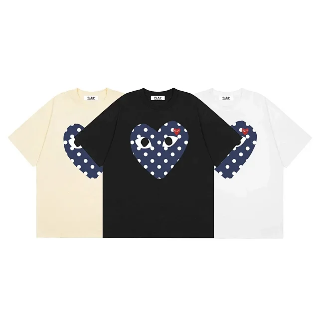 Comme des Garçons PLAY T-Shirts Short-Sleeve T-Shirt with Heart-Eyes Graphic Print product detail image 8