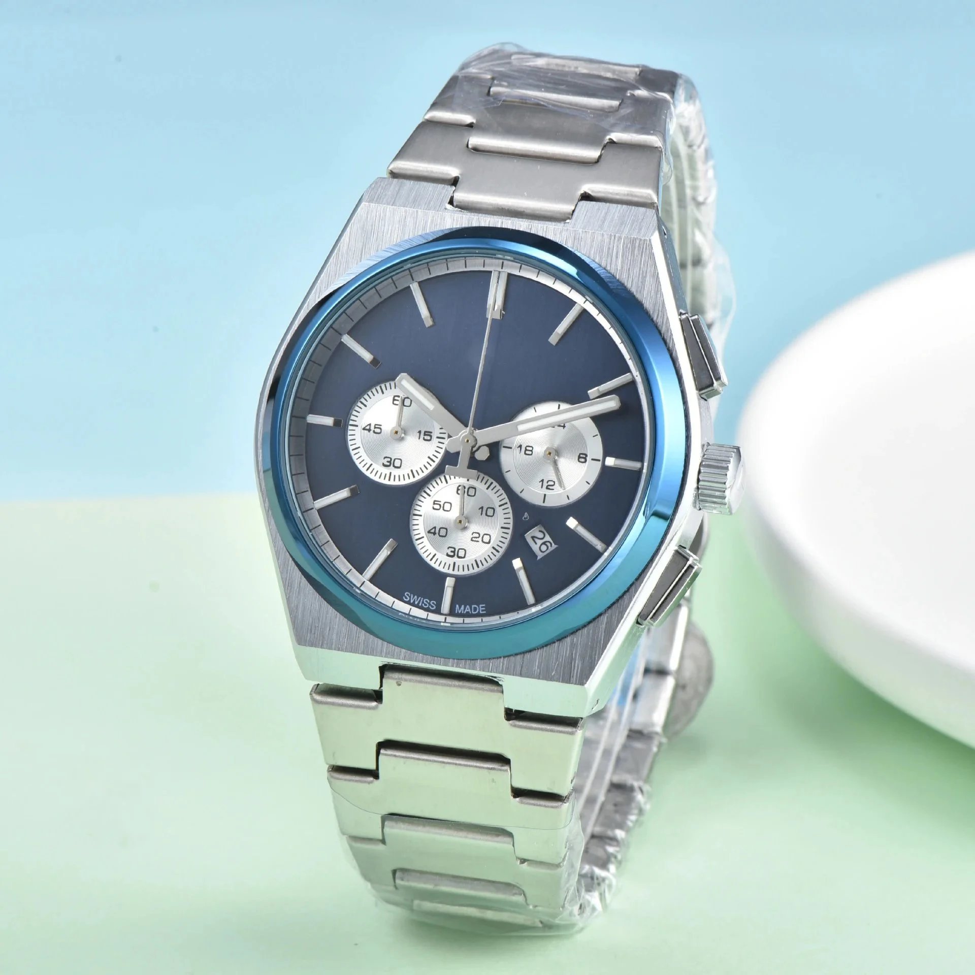 Tissot Watches Stainless Steel Chronograph Watch with Integrated Bracelet — 4