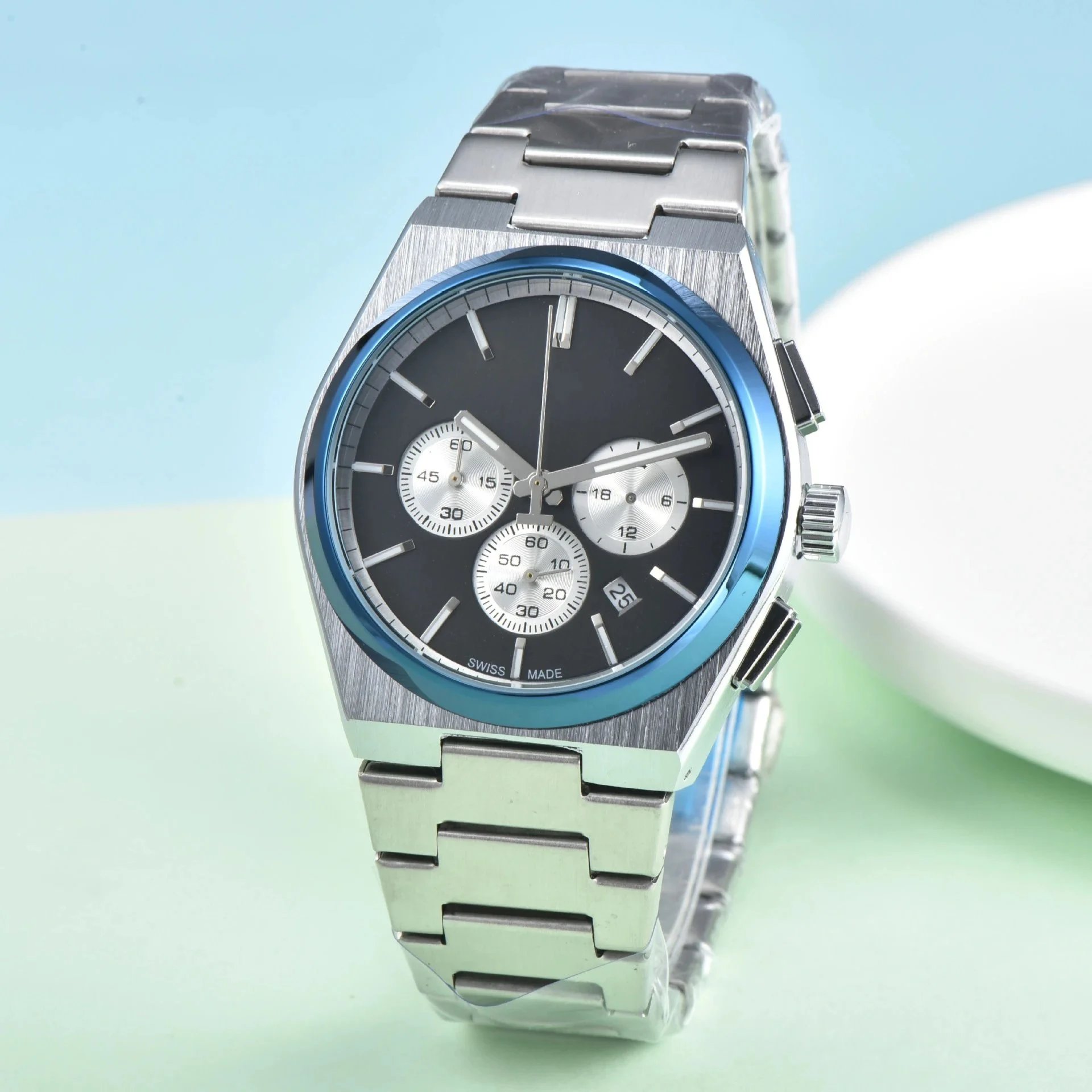 Tissot Watches Stainless Steel Chronograph Watch with Integrated Bracelet — 7