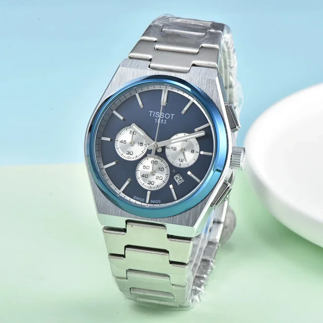 Tissot Watches Stainless Steel Chronograph Watch with Integrated Bracelet product detail image 1