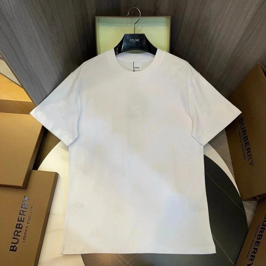 Burberry T-Shirts Short-sleeve crew-neck logo graphic — White print
