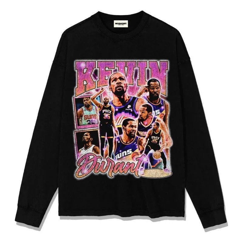 Unbranded T-Shirts Kevin Durant graphic crewneck — Black long-sleeve