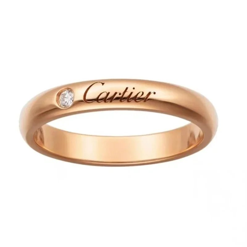 Cartier Jewelry Engraved Signature Band Ring — Round [signature diamond] rose gold