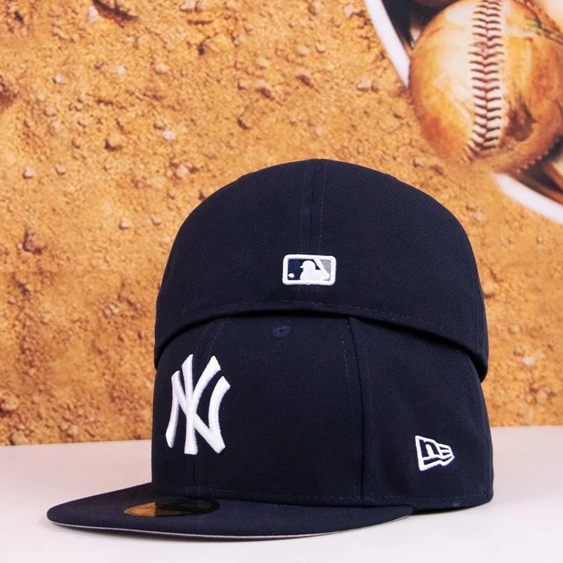 New York Yankees Hats Fitted Flat-Brim Baseball Cap — Figure 33 Deep Blue