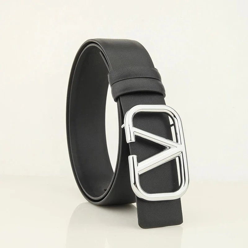 Valentino Belts V-logo buckle belt — Black, Bright Silver