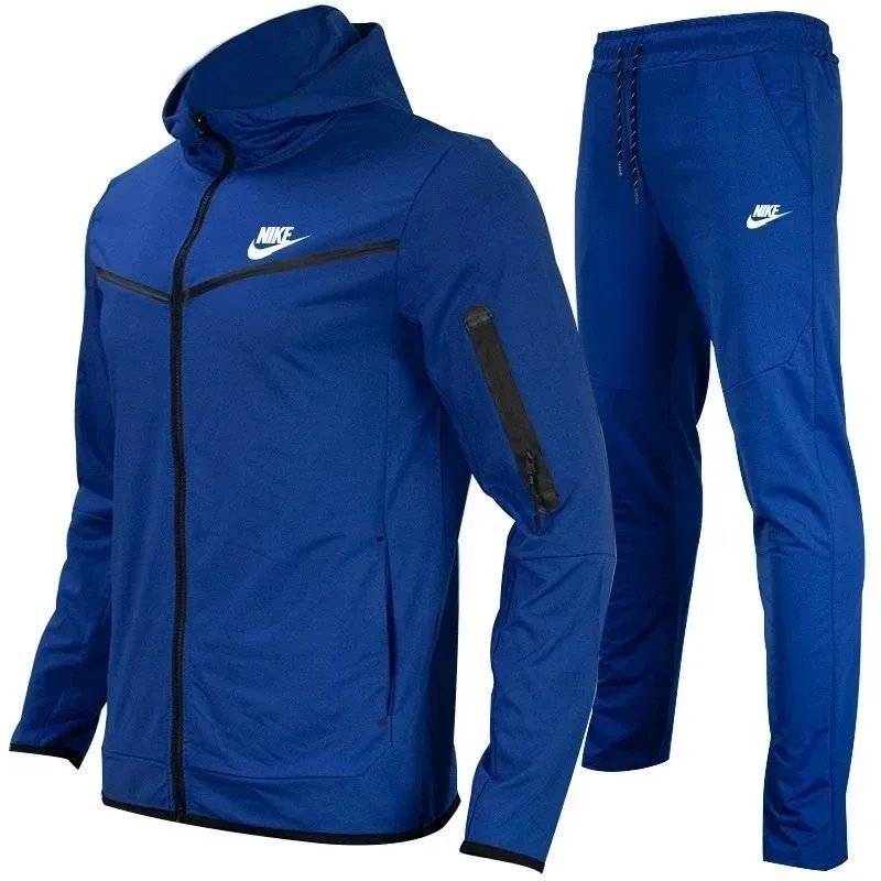 Nike Tracksuits Hooded Zip Jacket and Jogger Set — Blue-White Label