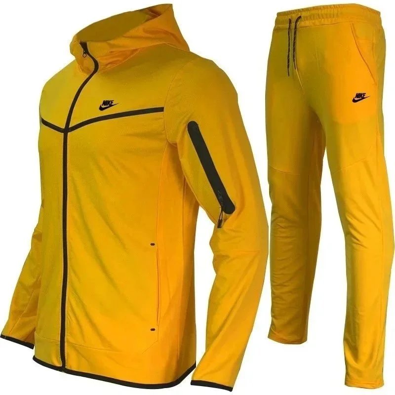 Nike Tracksuits Hooded Zip Jacket and Jogger Set — Yellow-Black Label