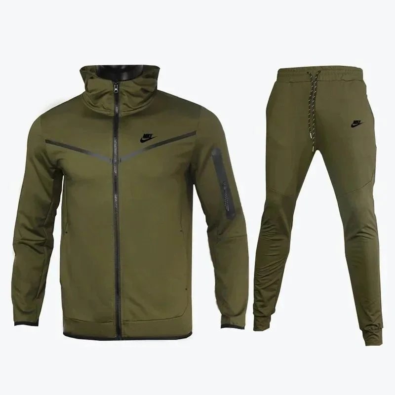 Nike Tracksuits Hooded Zip Jacket and Jogger Set — Army Green-Black Label