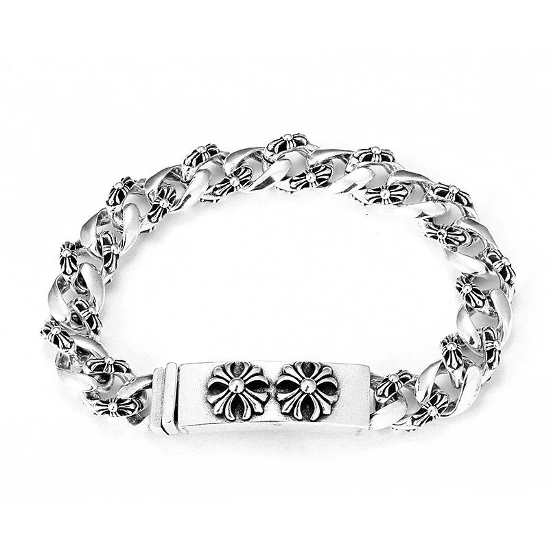 Unbranded Jewelry Floral cross link bracelet — Cross-shaped half-flower bracelet