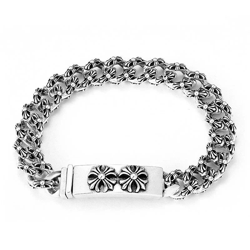 Unbranded Jewelry Floral cross link bracelet — All-flower bracelet with a cross motif