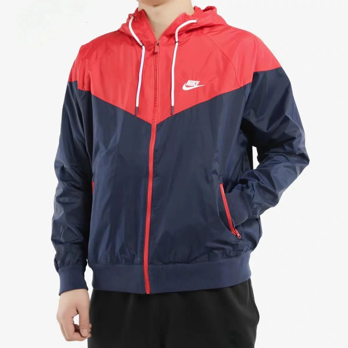 Nike Jackets Hooded color-block windbreaker — Orange-Dark Blue Double Layer Upgrade