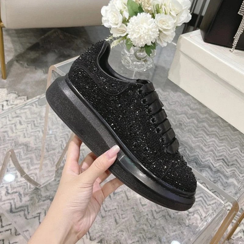 Unbranded Sneakers Low-top crystal-embellished lace-up with thick sole image 2