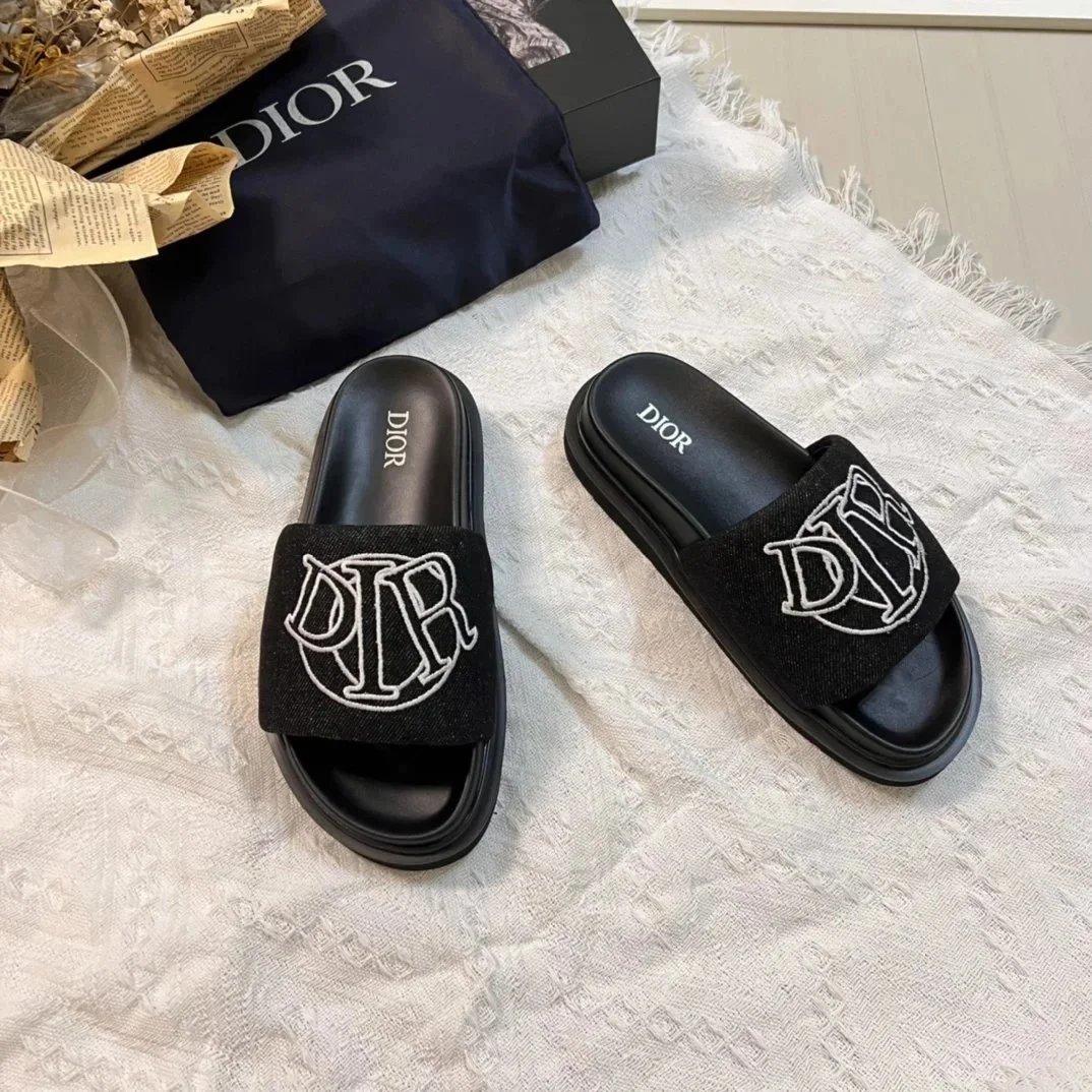 Dior Slippers CD-logo slide — Denim Black