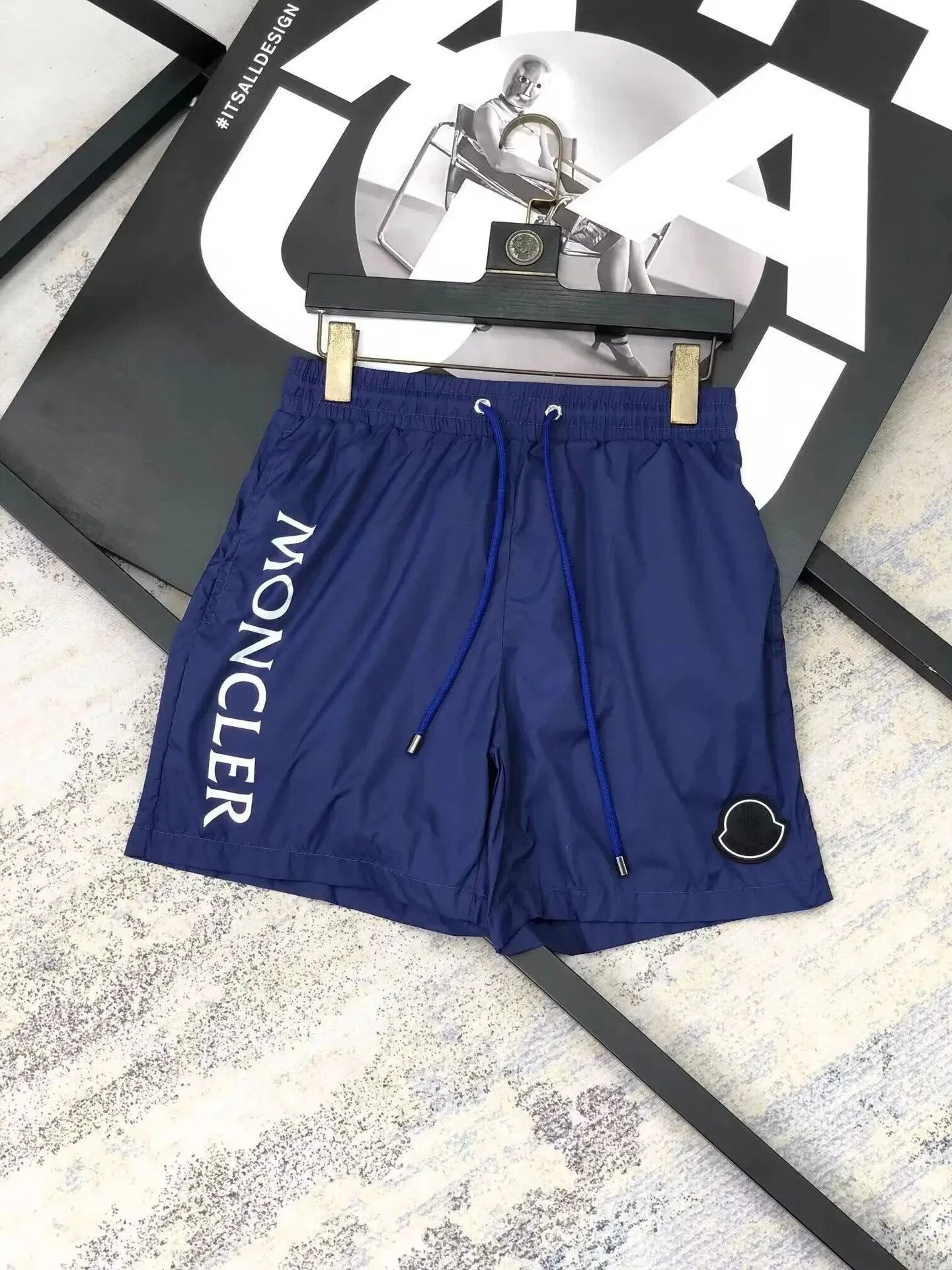 Moncler Logo Embroidered Heather Gray Sweat Shorts - 12