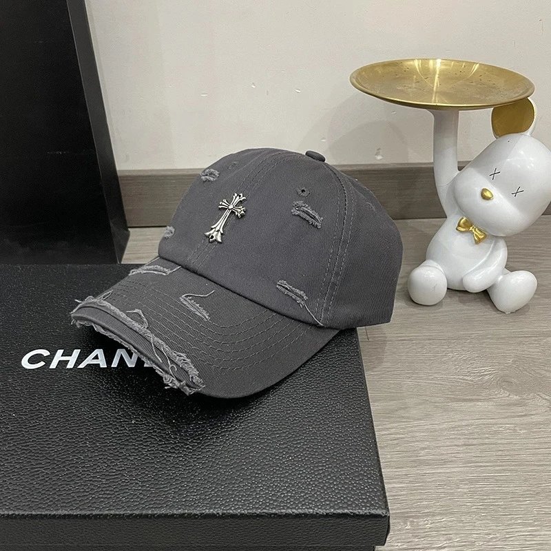 Gorra de béisbol de agujero de marca de plata retro de moda, celebridad de Internet, tendencia callejera, personalidad, sombrero de ala curva, pareja de hip-hop, gorra de visa-MLMLSPTS0606