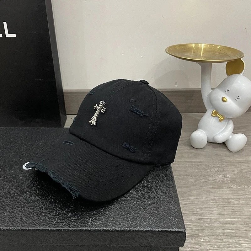 Gorra de béisbol de agujero de marca de plata retro de moda, celebridad de Internet, tendencia callejera, personalidad, sombrero de ala curva, pareja de hip-hop, gorra de visa-MLMLSPTS0606