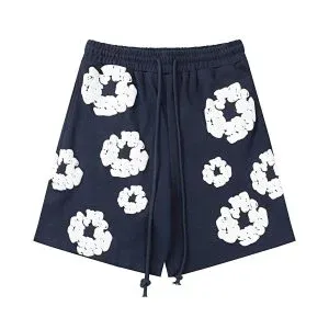 Off-White Floral Print Drawstring Shorts Red - 17