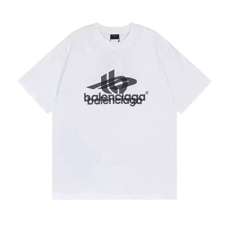 Balenciaga Logo Print Blue Oversized T-Shirt