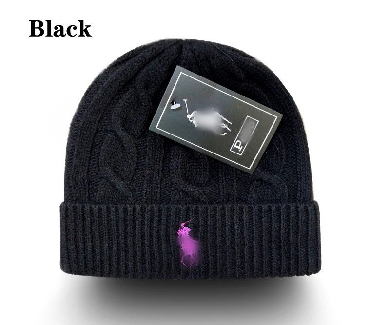 Cable-Knit Wool Beanie Warm Winter Hat, Jet Black - Ralph Lauren - Cnfans - $10.16
