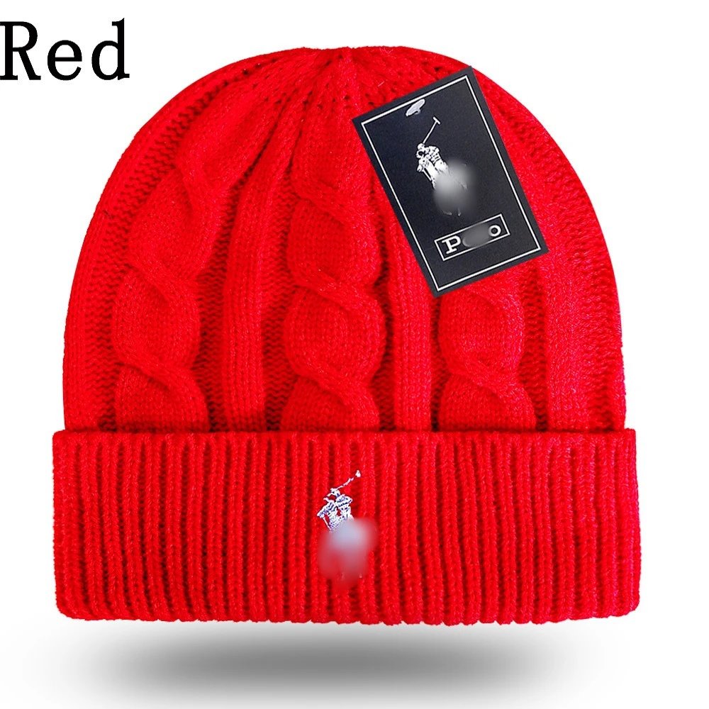 Cable Knit Wool Beanie Warm Winter Hat Scarlet - Ralph Lauren - Cnfans - $10.16