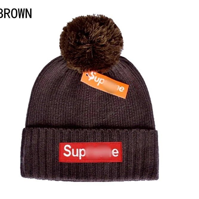 Street Knit Beanie Winter Hat Unisex Pom Pom Cocoa - Gallery Image 2 - Detailed View