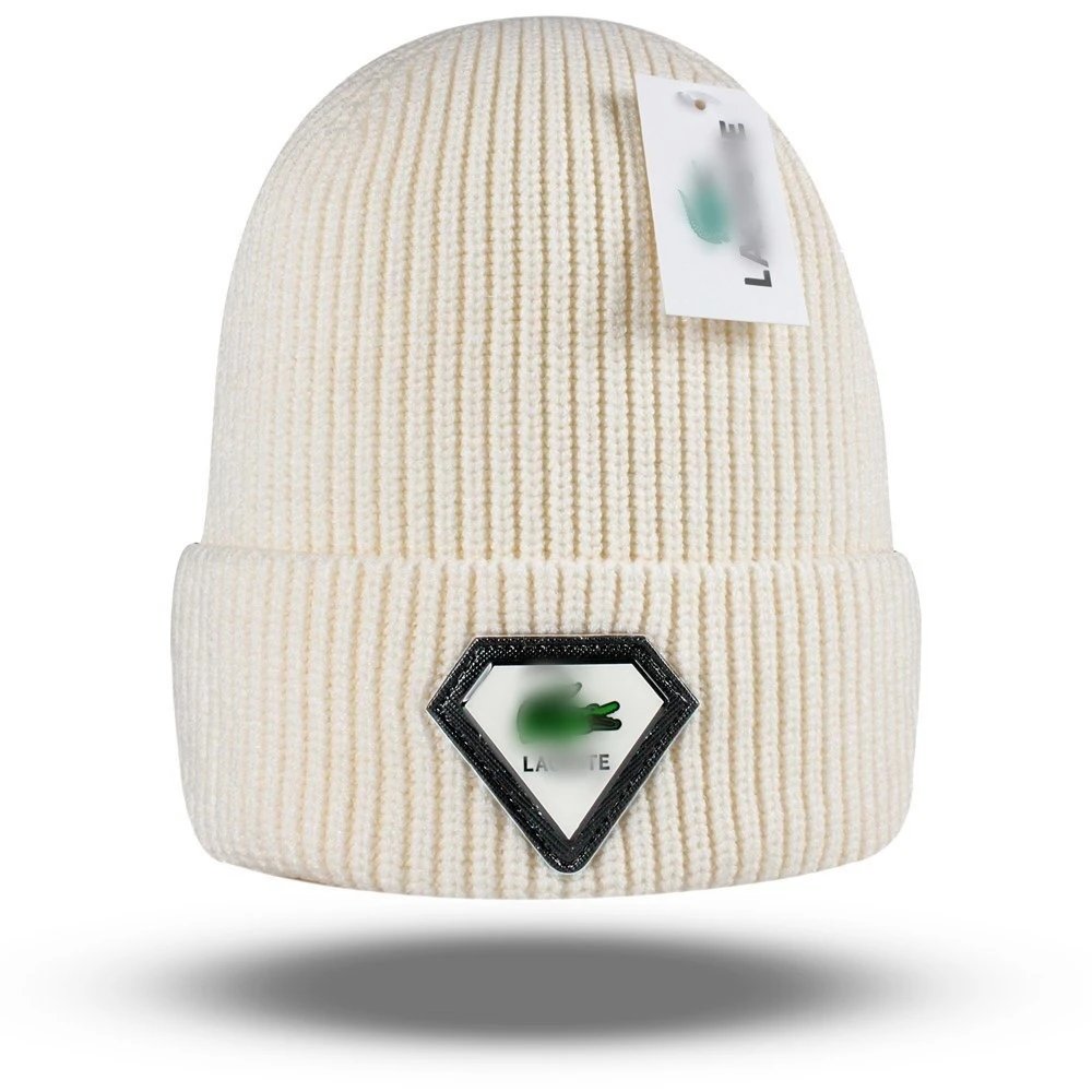 Knit Beanie Hat Winter Warm Wool Cap Ivory - Lacoste - Cnfans - $10.16