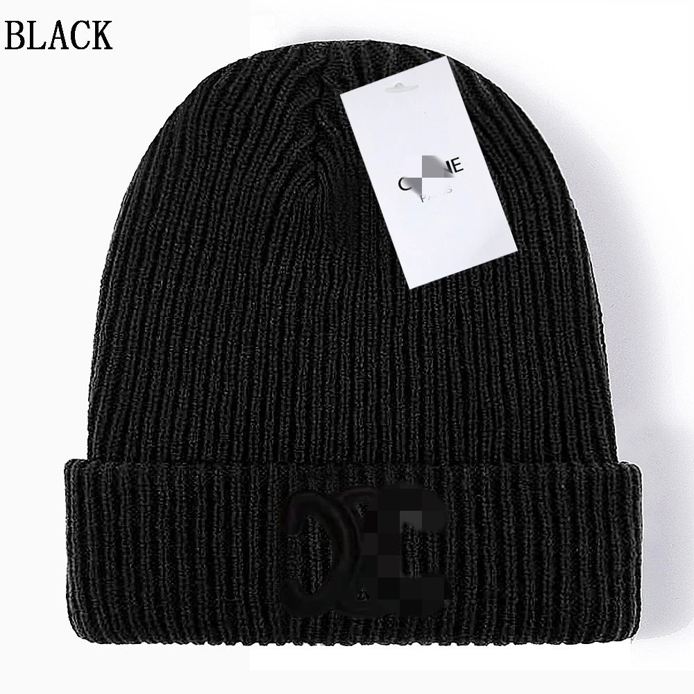 Winter Knit Beanie Hat Unisex Ribbed Cap Jet Black - Related Product - Cnfans