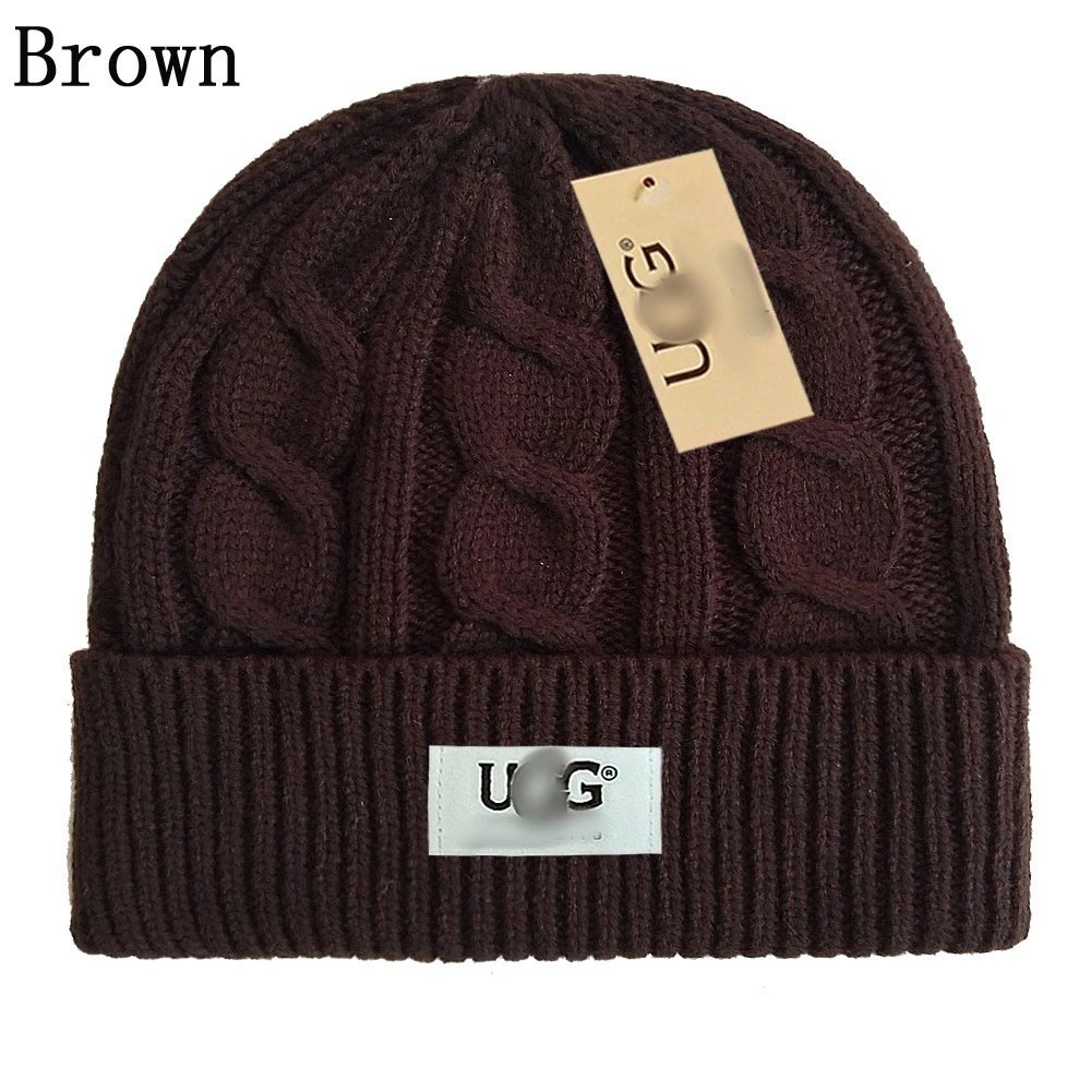 Cable Knit Wool Beanie Hat Winter Cap Maroon - UGG - Cnfans - $10.16