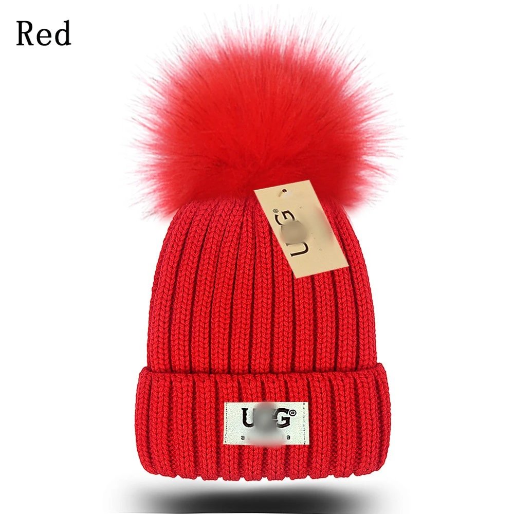 Knit Beanie Pom Winter Warm Hat Headwear - Scarlet - UGG - Cnfans - $10.81