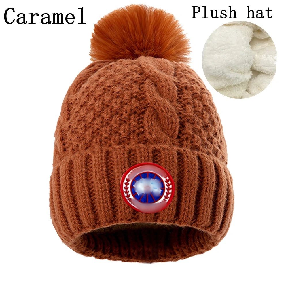 Winter Knit Beanie Hat Warm Plush Cuffed Toffee - High Quality Product Image - Cnfans