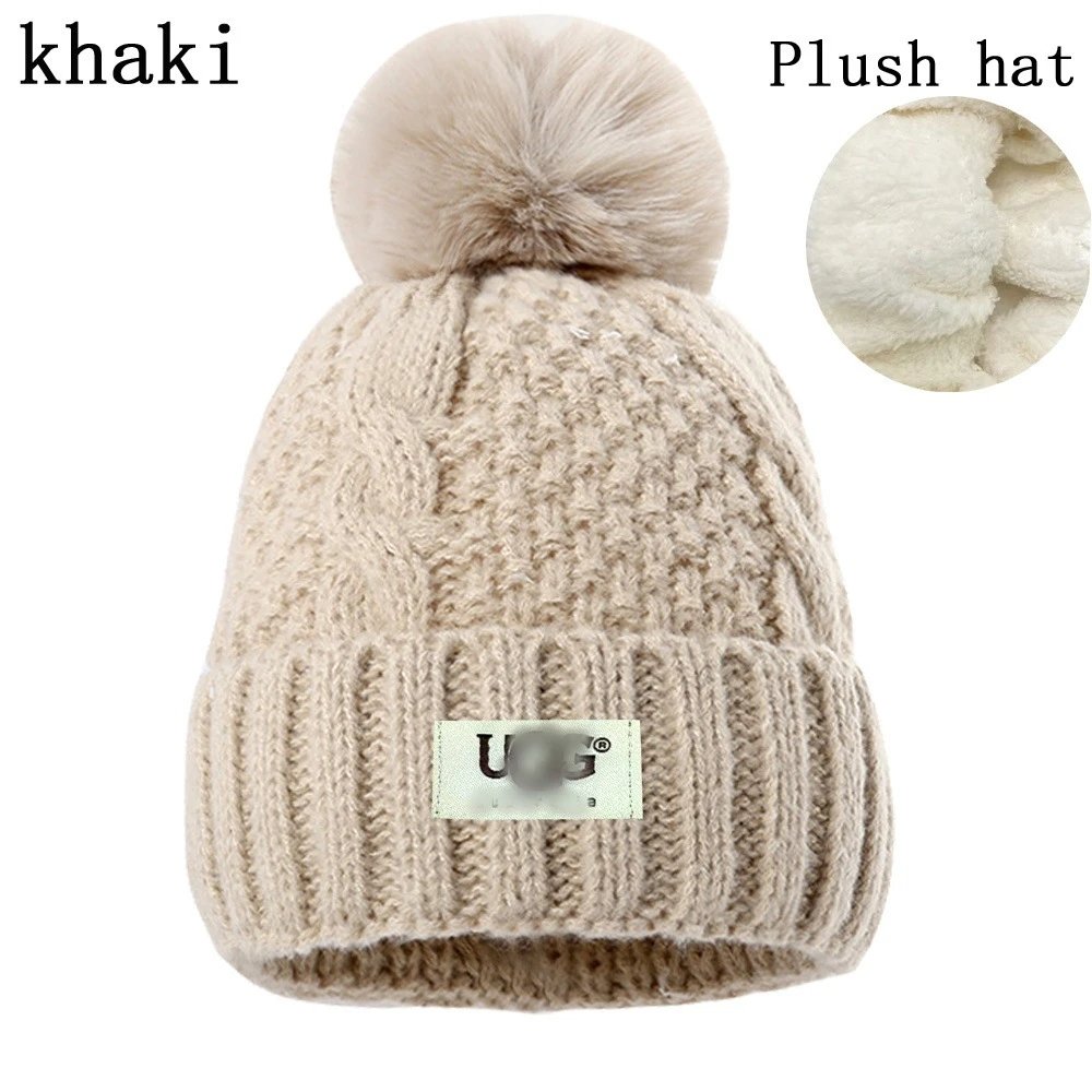 Winter Knit Beanie Hat Plush Pom Pom Top - Taupe - UGG - Cnfans - $11.45