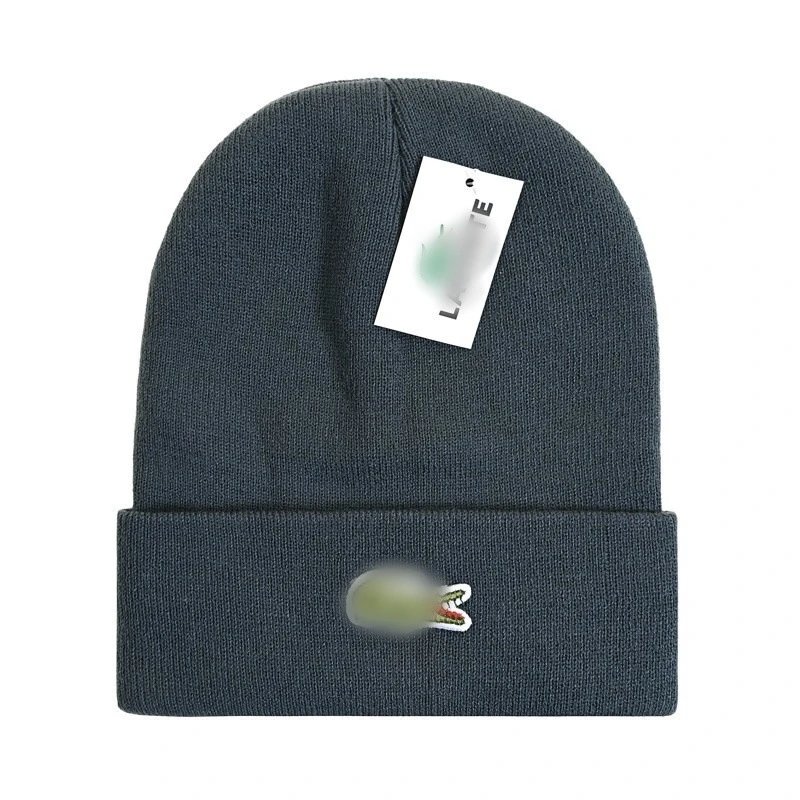 Knit Beanie Hat Warm Winter Cap Headwear - Slate - Lacoste - Cnfans - $10.16
