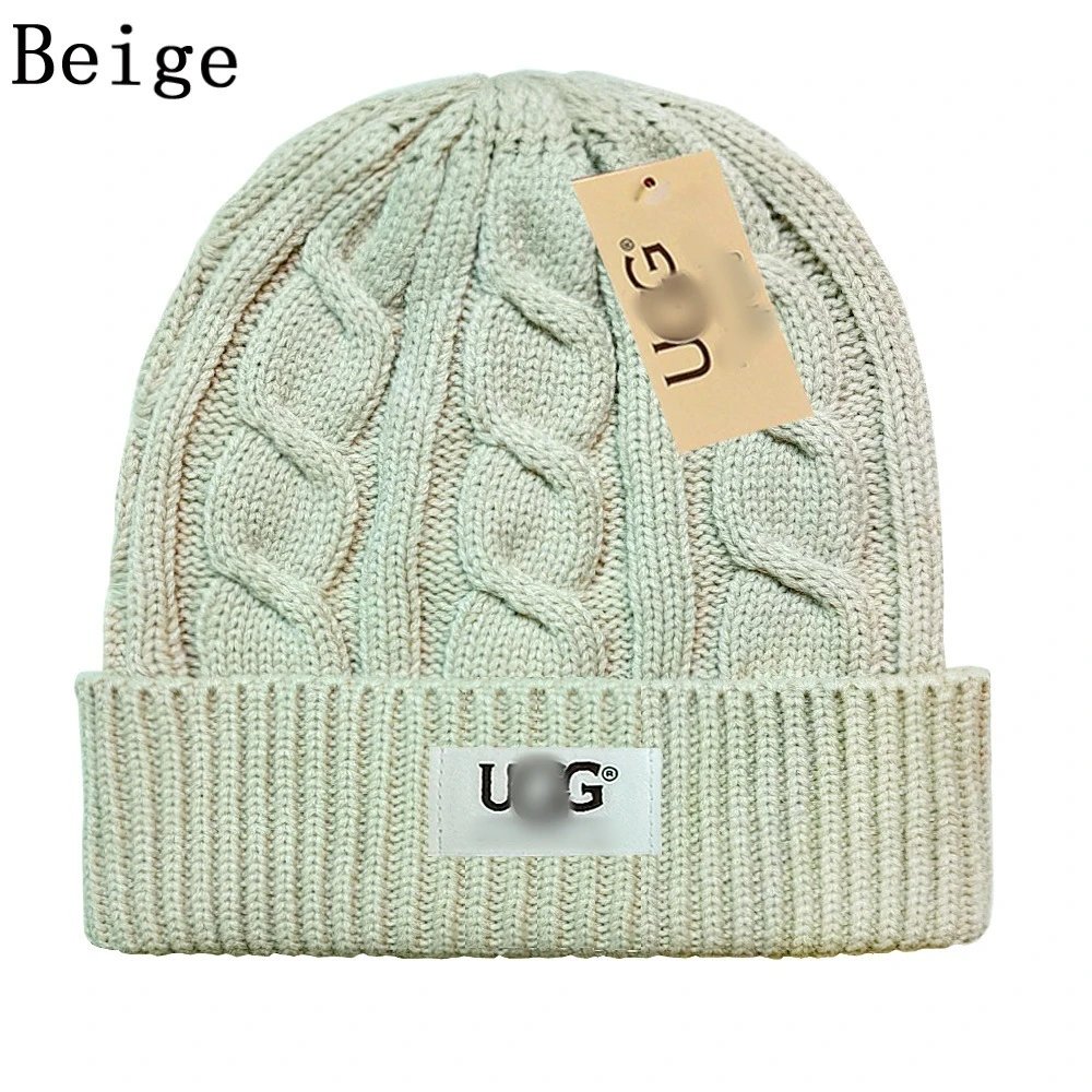 Cable Knit Wool Beanie Hat Winter Cap Maroon - Gallery Image 4 - Detailed View