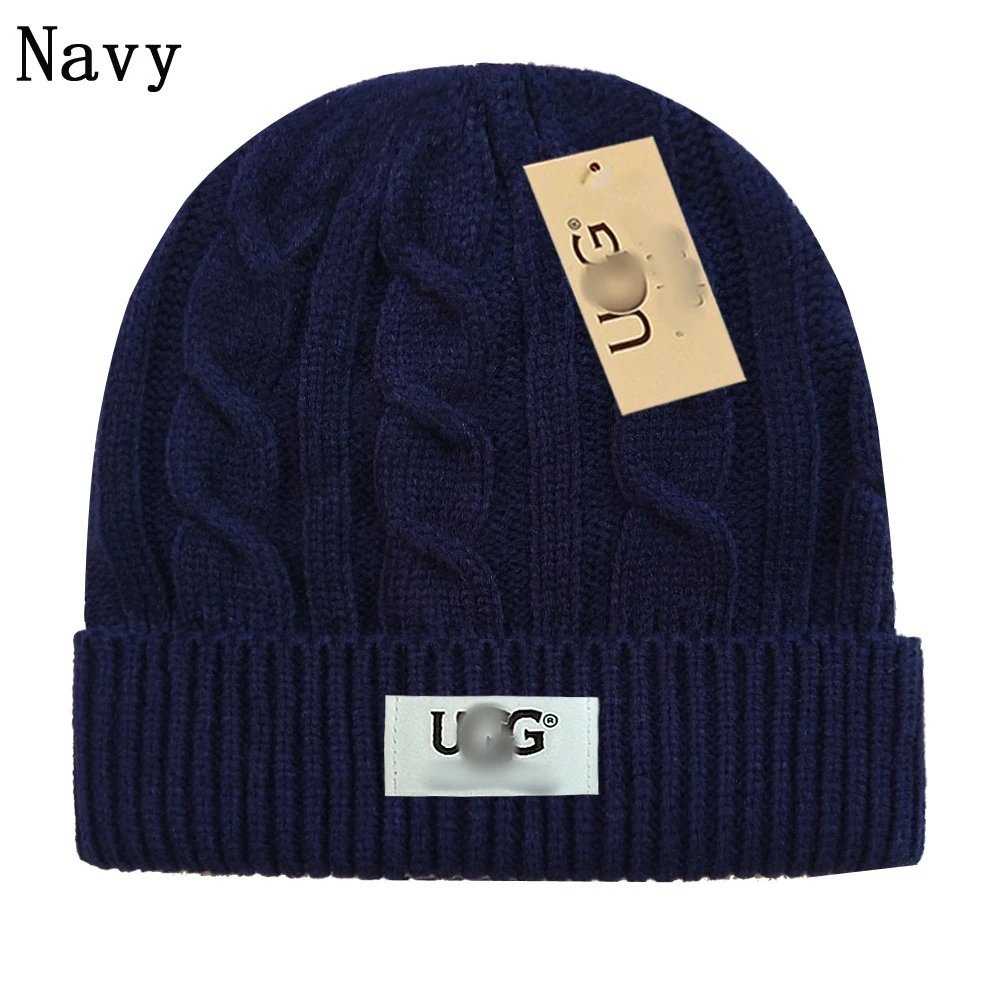 Knit Beanie Hat Warm Winter Style Wool Cap - Navy - UGG - Cnfans - $10.16
