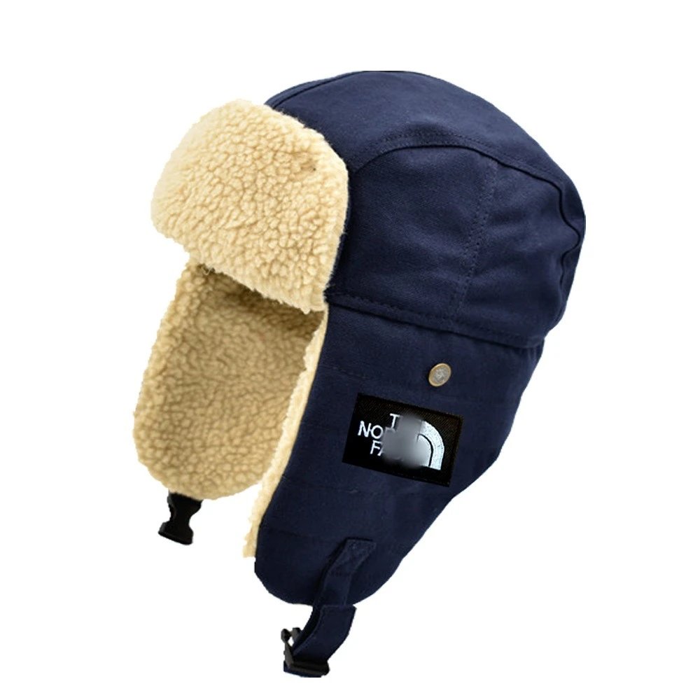 Winter Aviator Trooper Hat Faux Fur Earflap Cap - Navy - Gallery Image 3 - Detailed View
