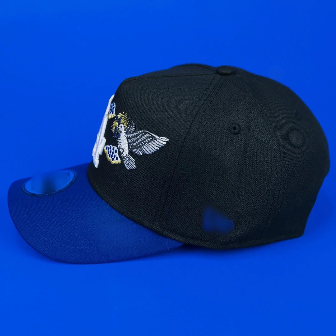 LA Embroidered Baseball Cap Fashion Hat Cobalt - Gallery Image 4 - Detailed View