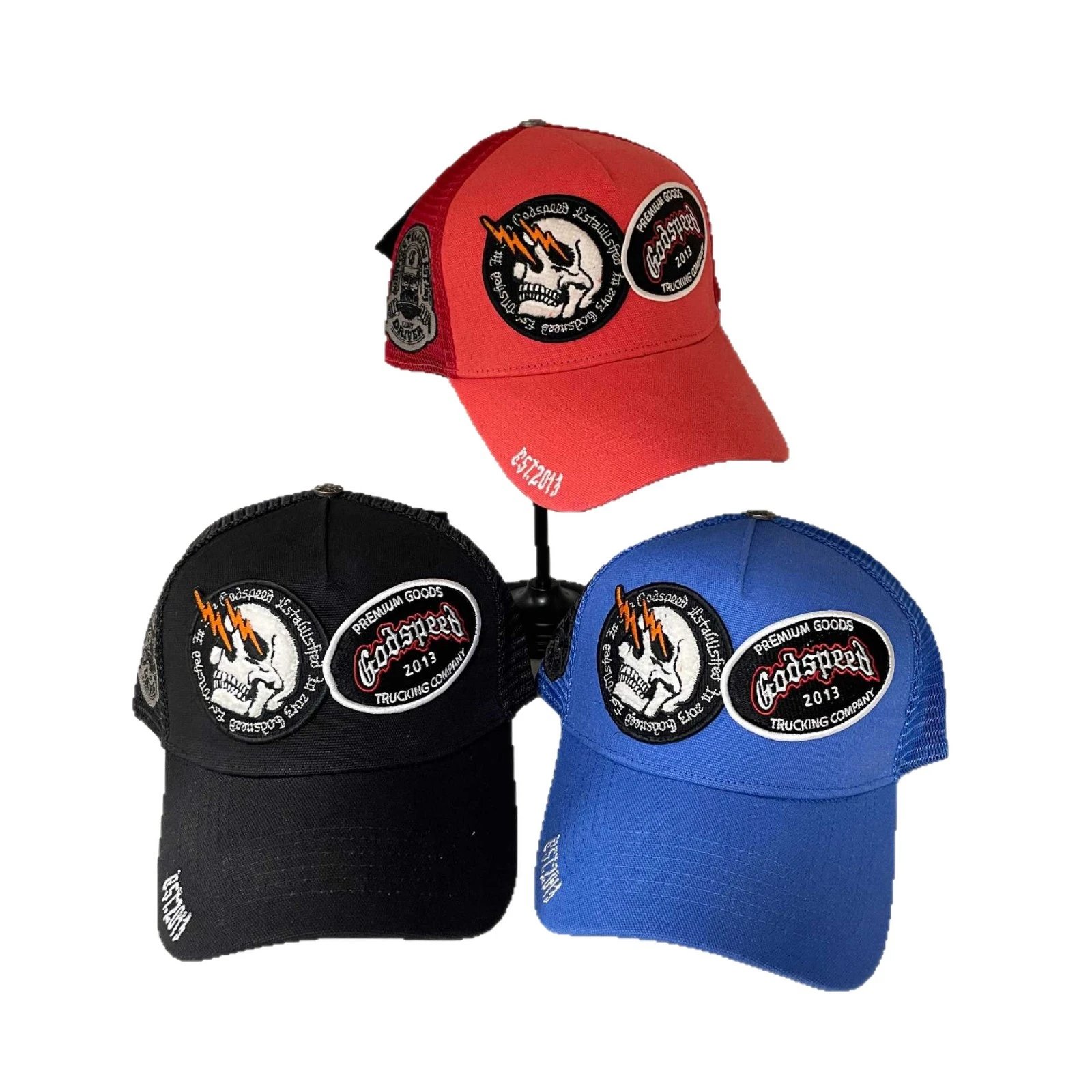 Godspeed Skull Embroidered Baseball Cap, Multicolor - Gallery Image 5 - Detailed View