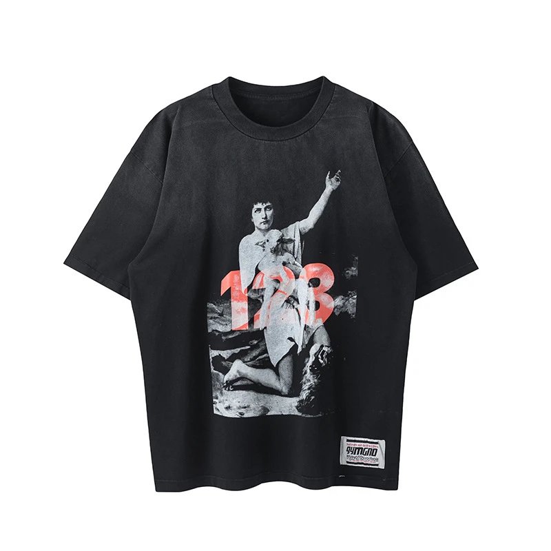 Graphic Crewneck Tee Charcoal - Gallery Image 1 - Detailed View