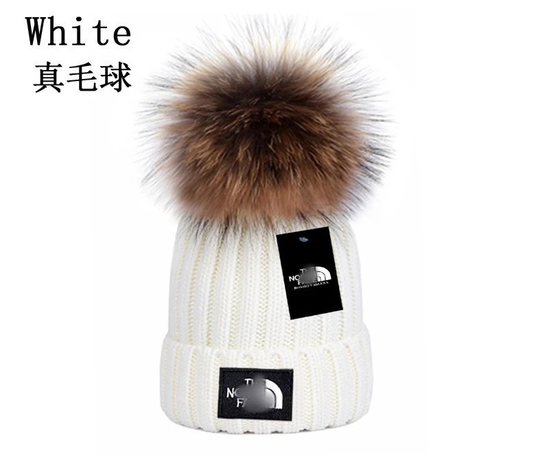 Winter Fur Pom Beanie Warm Knit Hat, Ivory - The North Face - Cnfans - $15.65