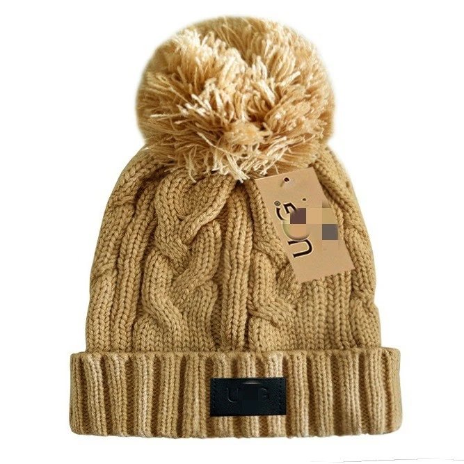 Winter Knit Beanie Hat Pom Pom Cuffed Turquoise - Gallery Image 2 - Detailed View