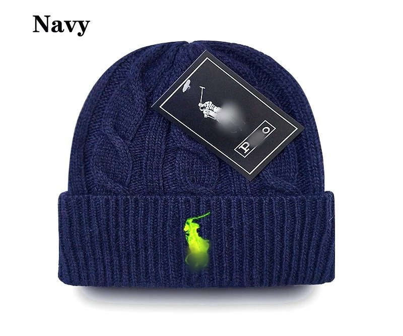 Winter Wool Knit Beanie Warm Hat, Navy - Ralph Lauren - Cnfans - $10.16