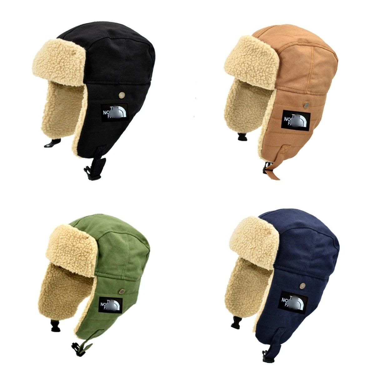 Winter Aviator Trooper Hat Faux Fur Earflap Cap - Navy - Gallery Image 1 - Detailed View